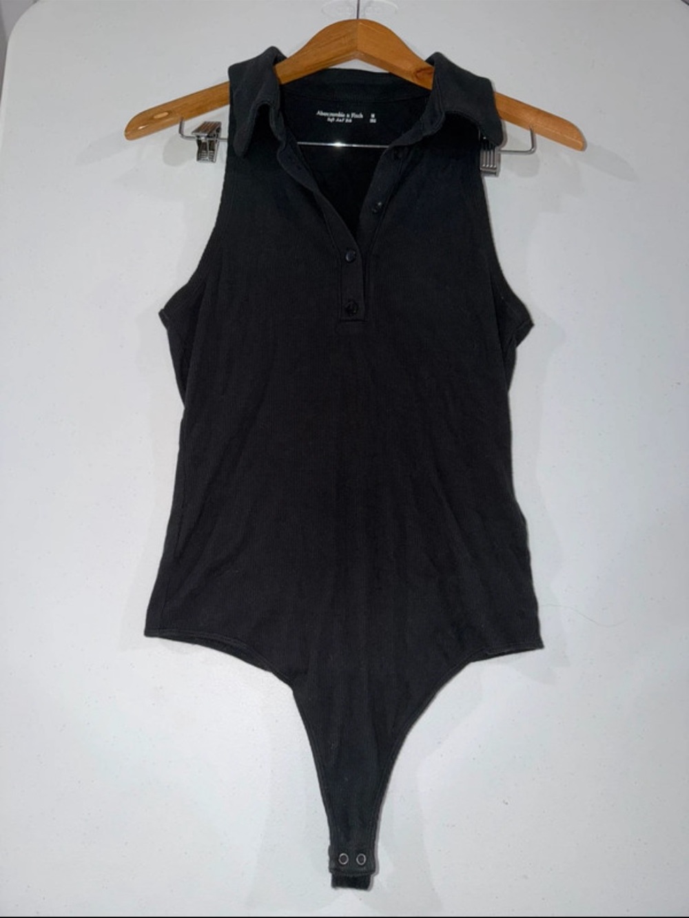 Abercrombie & Fitch Black Sleeveless Polo Bodysuit
